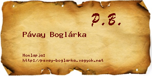 Pávay Boglárka névjegykártya